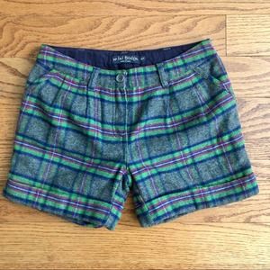 MINI BODEN Plaid Wool Cuffed Hem Gray Green Blue Shorts Girl’s Size 12Y
